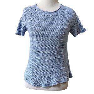 ANN TAYLOR FACTORY SHORT SLEEVE KNIT SWEATER PERIWINKLE BLUE SIZE SP